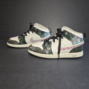 Air Jordan 1 Mid GS Take Flight White Crimson Blue Shoes BQ6931-114 Size 3y